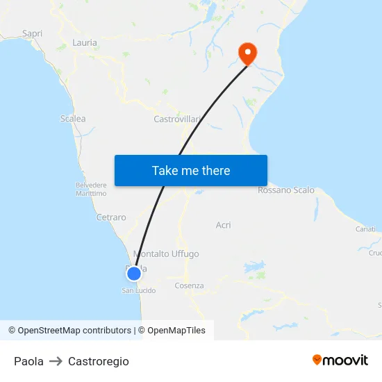 Paola to Castroregio map
