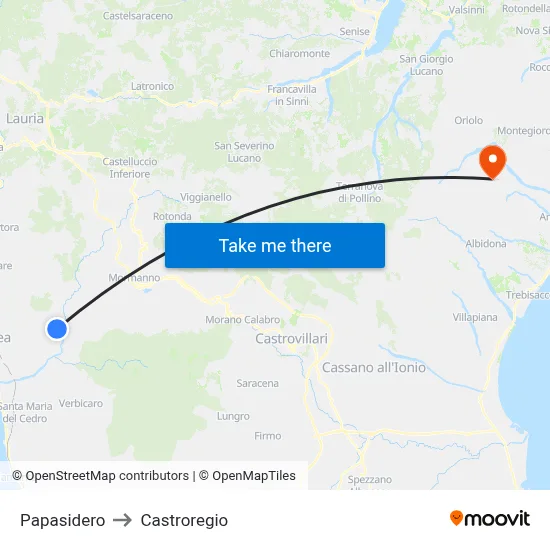 Papasidero to Castroregio map