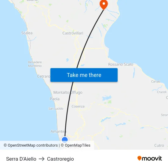 Serra D'Aiello to Castroregio map