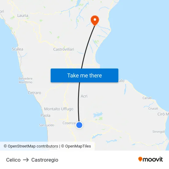 Celico to Castroregio map