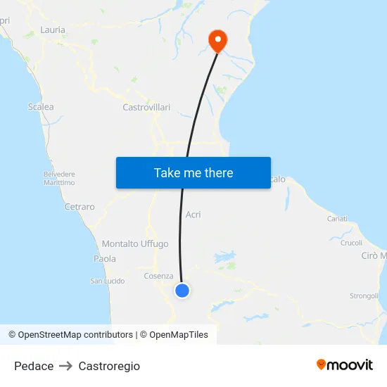 Pedace to Castroregio map