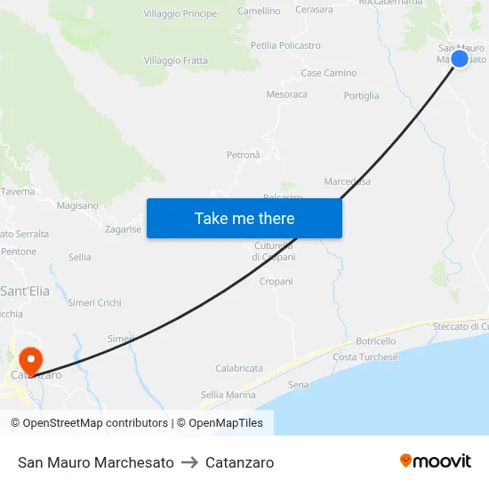 San Mauro Marchesato to Catanzaro map