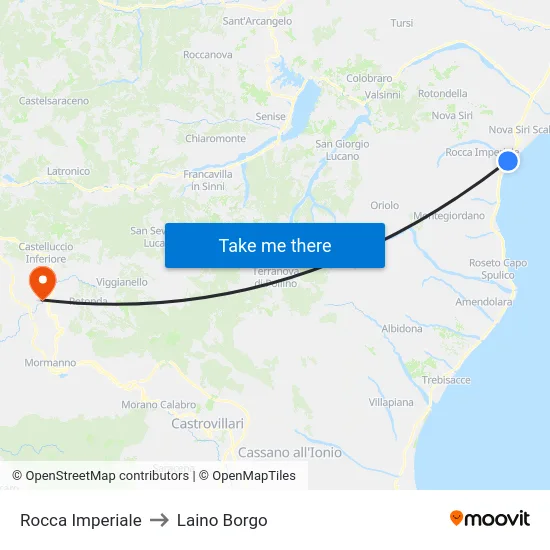 Rocca Imperiale to Laino Borgo map