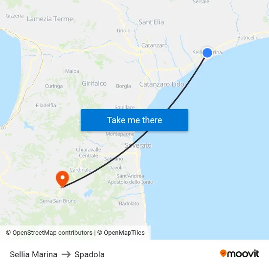 Sellia Marina to Spadola map