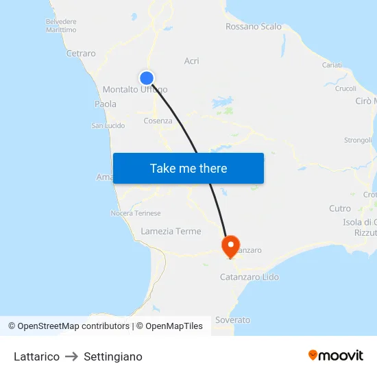 Lattarico to Settingiano map