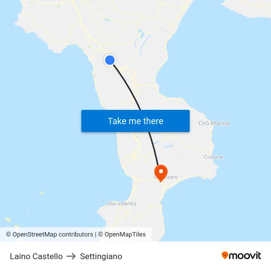 Laino Castello to Settingiano map