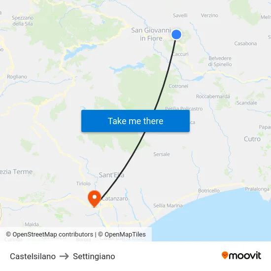 Castelsilano to Settingiano map