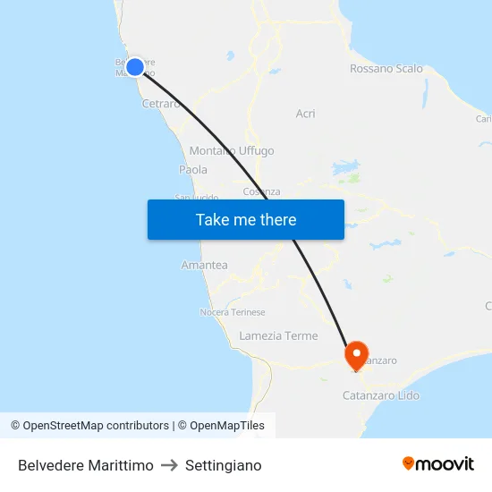 Belvedere Marittimo to Settingiano map