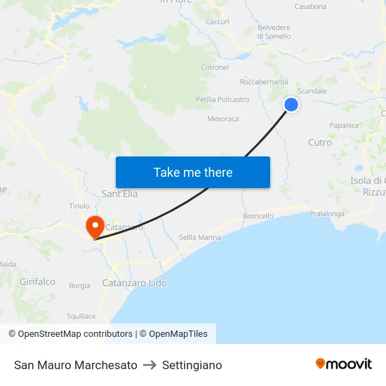 San Mauro Marchesato to Settingiano map