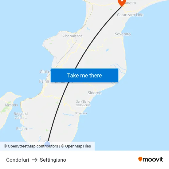 Condofuri to Settingiano map