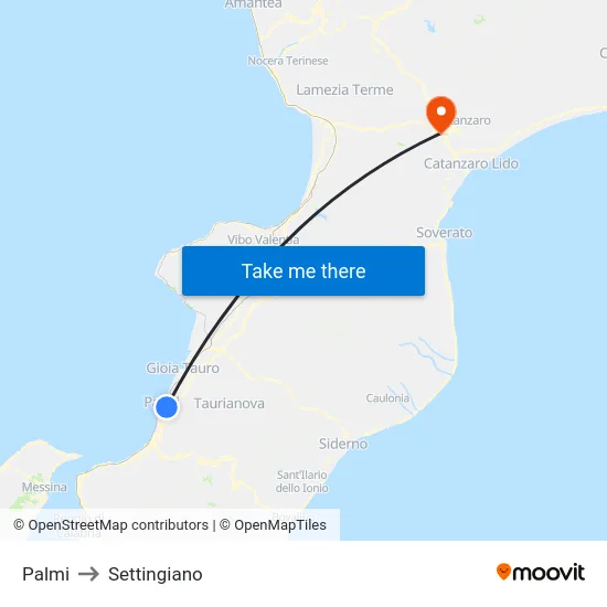 Palmi to Settingiano map