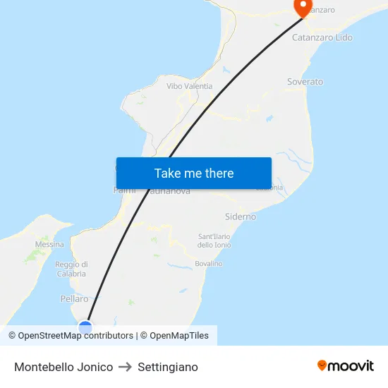 Montebello Jonico to Settingiano map