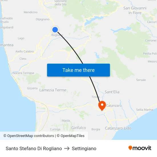 Santo Stefano Di Rogliano to Settingiano map