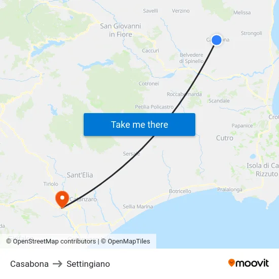 Casabona to Settingiano map