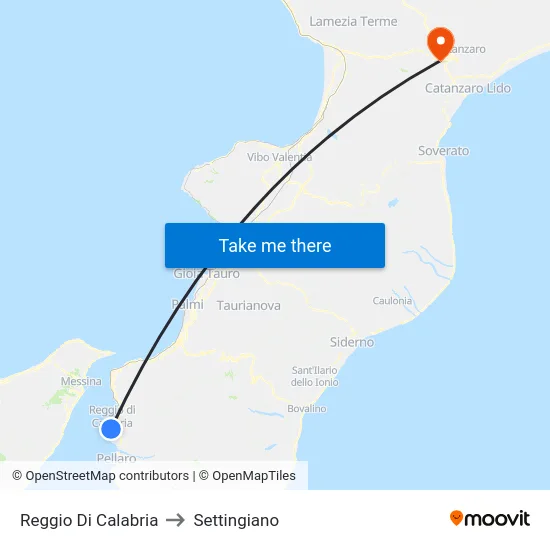 Reggio Di Calabria to Settingiano map