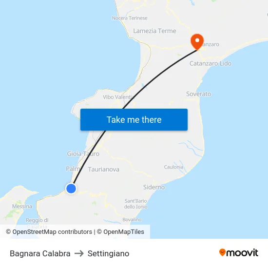 Bagnara Calabra to Settingiano map