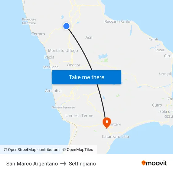 San Marco Argentano to Settingiano map