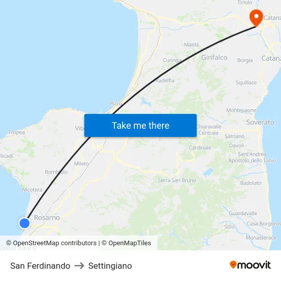 San Ferdinando to Settingiano map