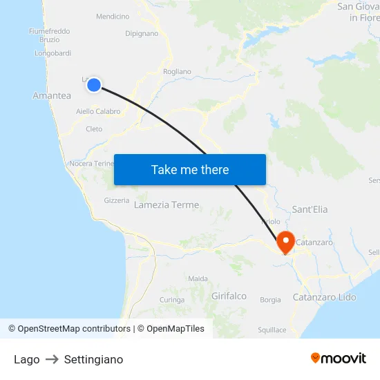 Lago to Settingiano map