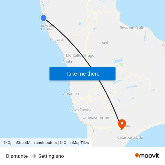 Diamante to Settingiano map