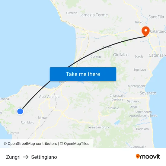 Zungri to Settingiano map