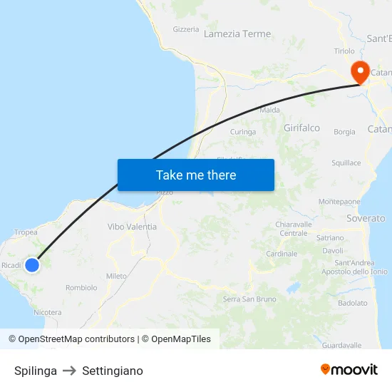 Spilinga to Settingiano map