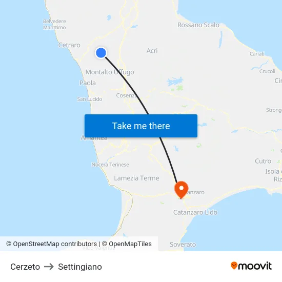 Cerzeto to Settingiano map