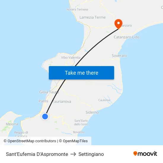 Sant'Eufemia D'Aspromonte to Settingiano map