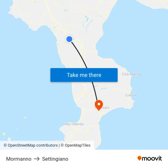 Mormanno to Settingiano map