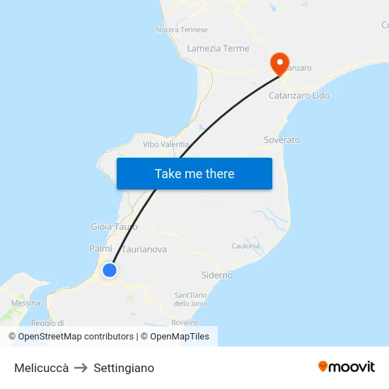 Melicuccà to Settingiano map