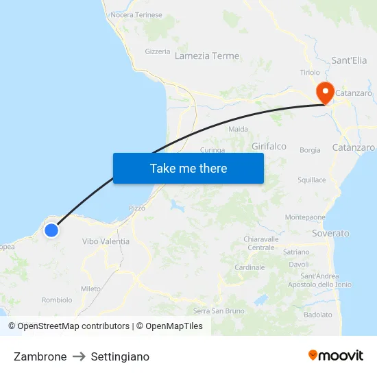 Zambrone to Settingiano map