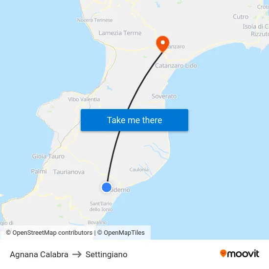 Agnana Calabra to Settingiano map