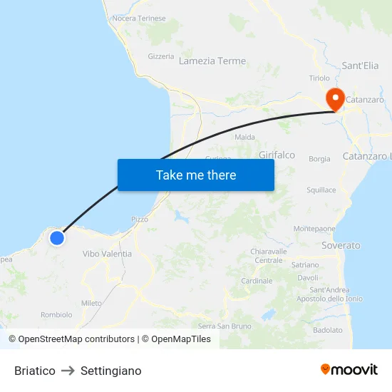 Briatico to Settingiano map