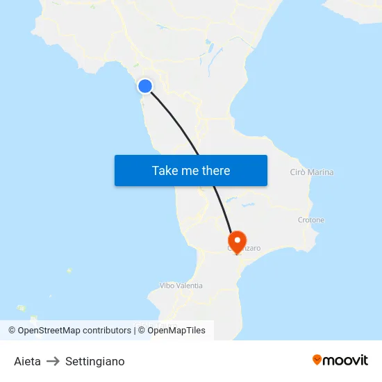 Aieta to Settingiano map