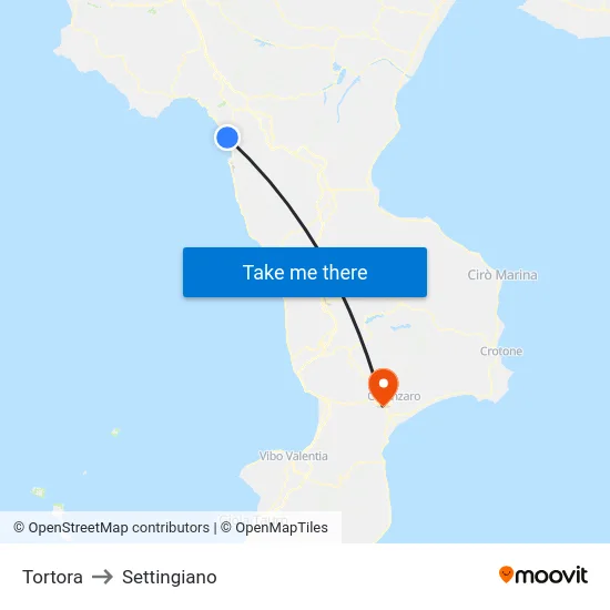 Tortora to Settingiano map