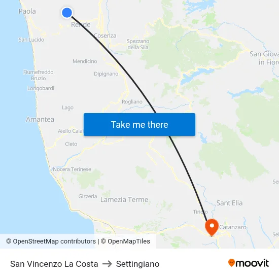 San Vincenzo La Costa to Settingiano map