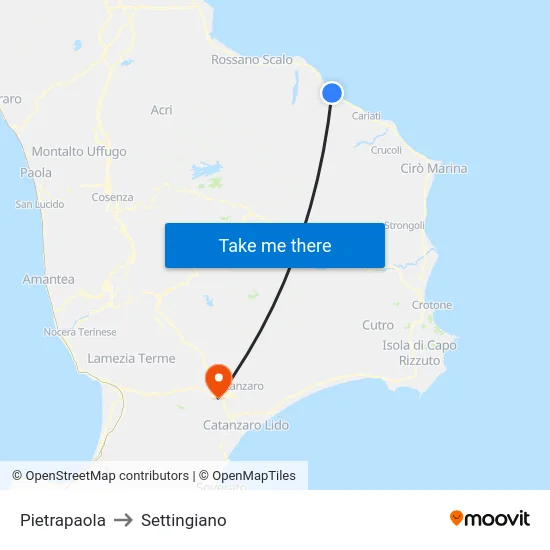 Pietrapaola to Settingiano map