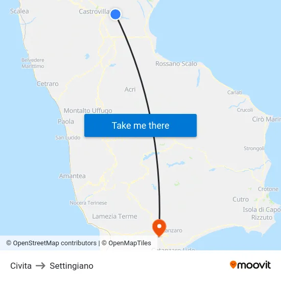 Civita to Settingiano map