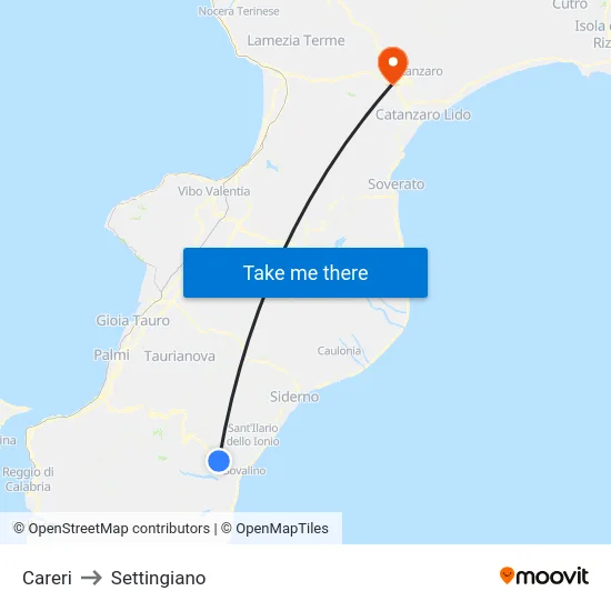 Careri to Settingiano map