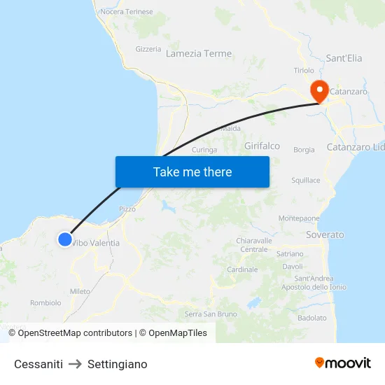 Cessaniti to Settingiano map