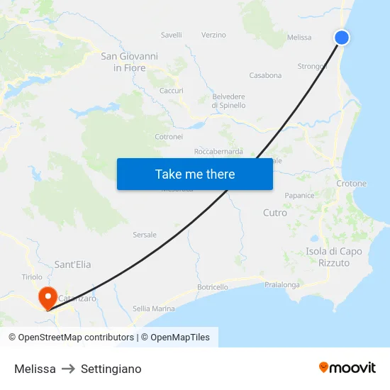 Melissa to Settingiano map