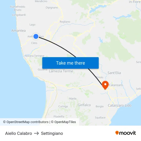 Aiello Calabro to Settingiano map