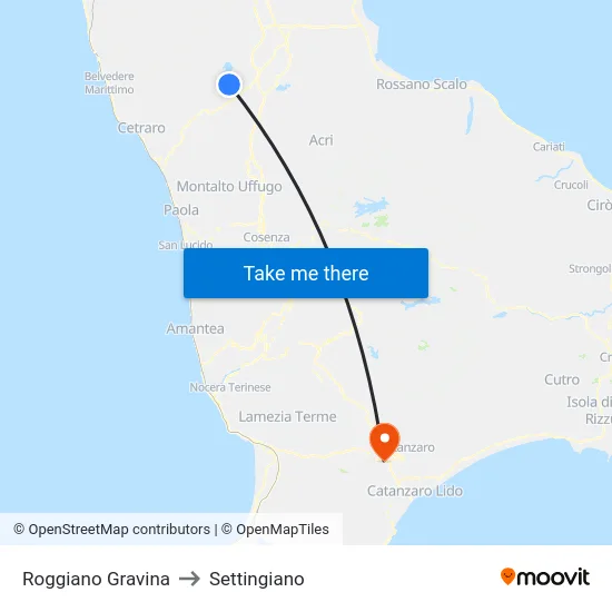 Roggiano Gravina to Settingiano map