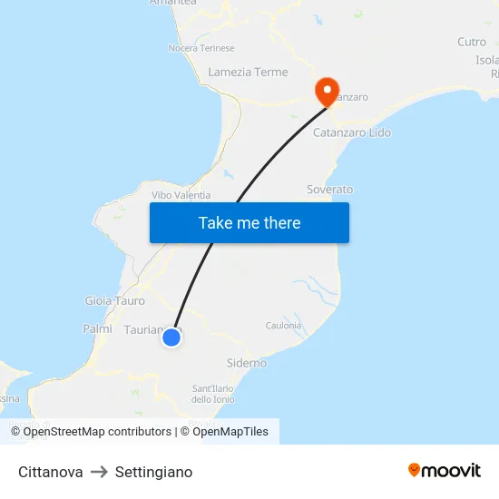 Cittanova to Settingiano map