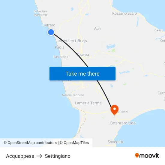 Acquappesa to Settingiano map
