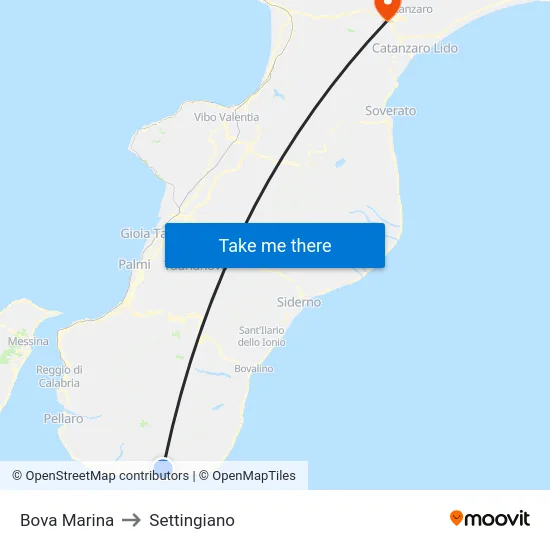 Bova Marina to Settingiano map