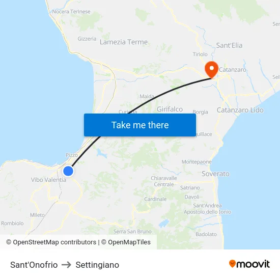 Sant'Onofrio to Settingiano map