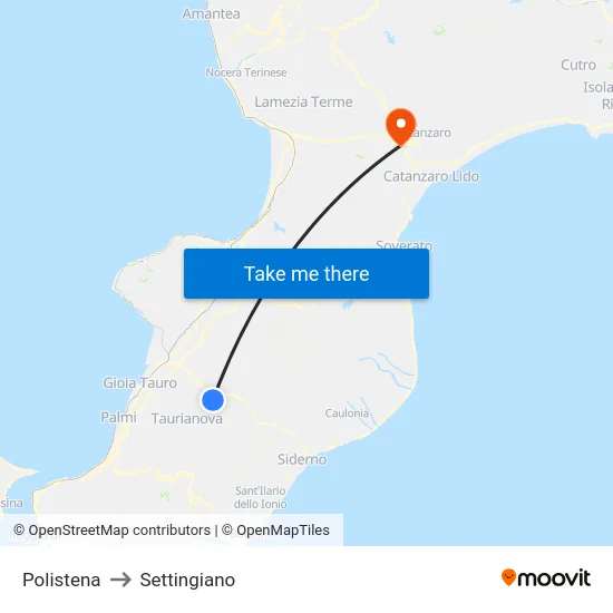 Polistena to Settingiano map