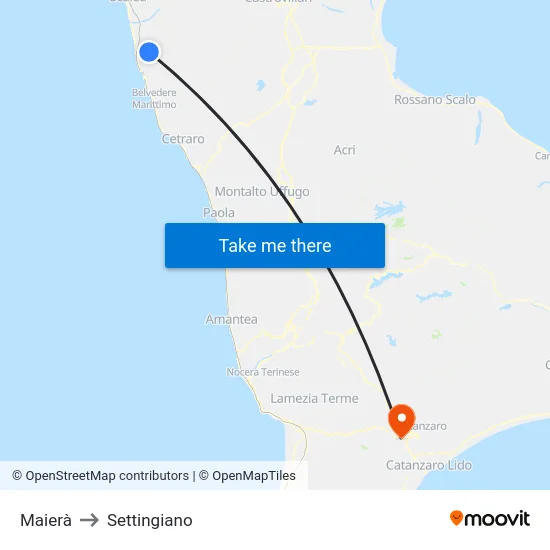 Maierà to Settingiano map