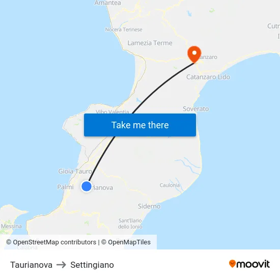 Taurianova to Settingiano map